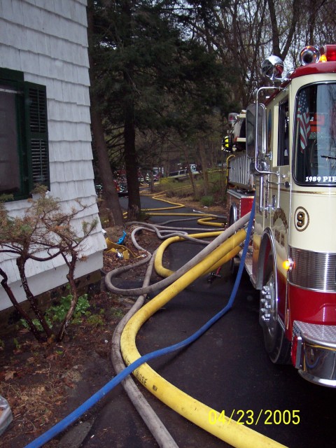 E-105 still pumping at the Yeshiva Fire as the sun comes up