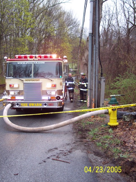 AJ & Jim Tipa, pumping the source pumper at the Yeshiva Fire April 2005