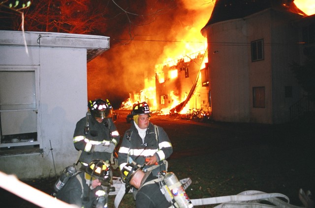 Members at Yeshiva Farms fire