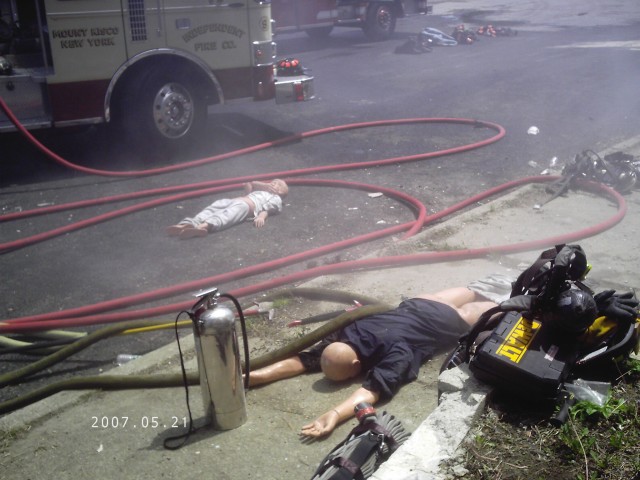 Members of the Independents found and carried out two victims-Department drill at Grand Union Warehouse