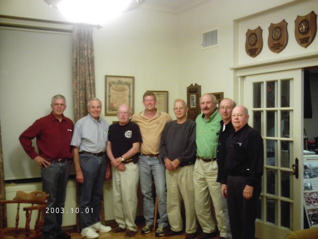 IFCO Renovation Committee. From L to R: Thor Johannessen, Co. Treasurer: Rub Kensing, Ex-Captain: Paul Hughes, Ex-Chief: Frank Mannion, Ex-Captain Bert Daley, Gus Hall, Wally Luhman, Ex-Chief Bill Stewart. Not pictured: Thor Johannessen II and wife Tine.