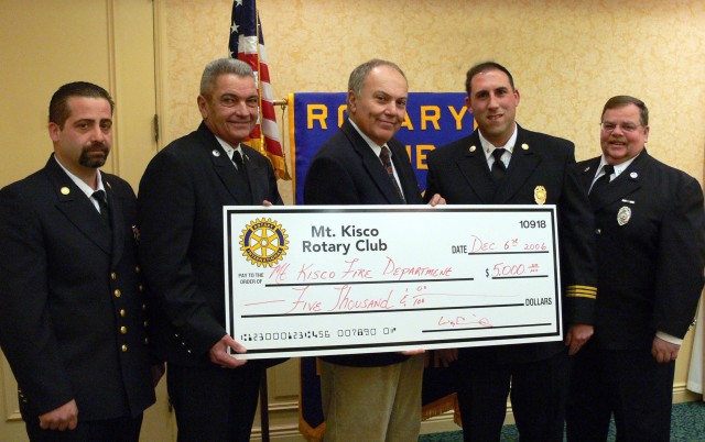 Wayne Ciano, President of the Mount Kisco Rotary Club, generously donated $5,000 to the Mount Kisco Fire Department. Each company will receive $1,250. 