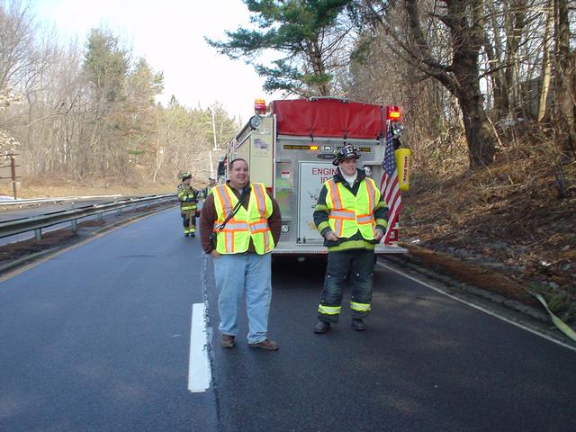 2nd Liutenant: Chris Ross and FF Dan Rubin at a car accident on Saw Mill River Parkway.